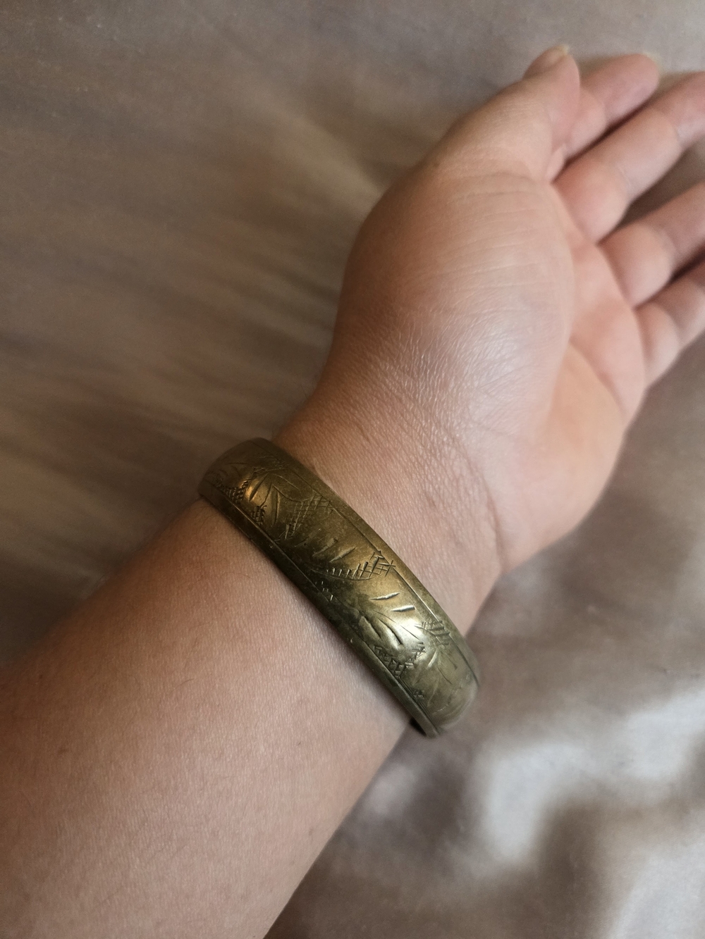 Antique Engraved Brass Bangle